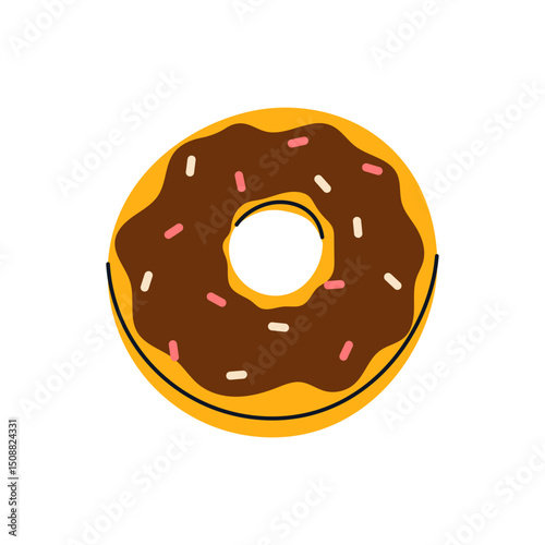 Chocolate donut with sprinkles vector illustration.