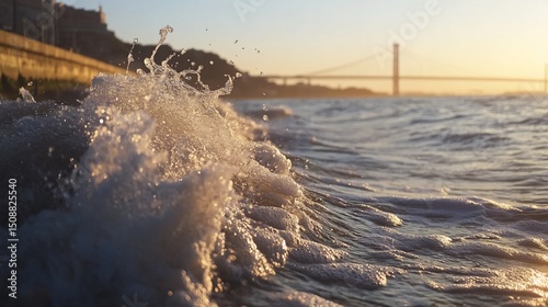 Golden Hour Ocean Waves Crashing