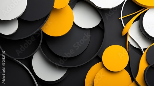 Abstract Orange Black and White Circles
