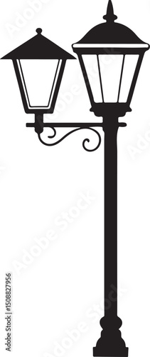 Artistic arch streetlamp design vector, perfect for city illustration and classic decor