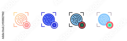Biometrics Icon set multiple style collection