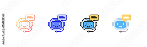 Chat Bot Icon set multiple style collection