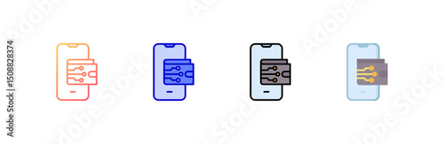 Digital Wallet Icon set multiple style collection