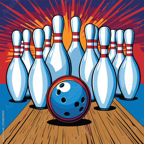 bowling vector art illustration for graphic design