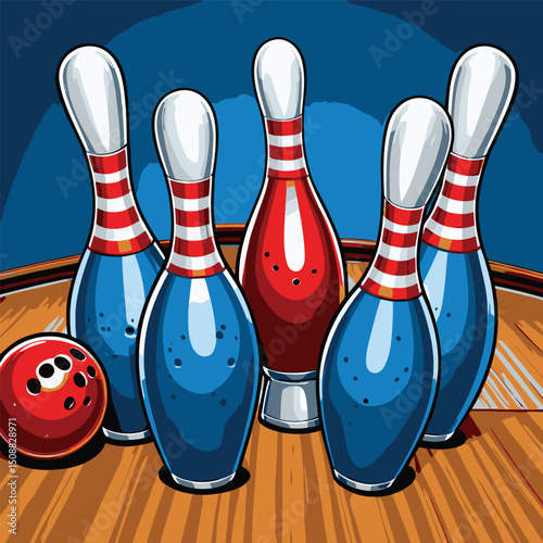 bowling vector art illustration for graphic design