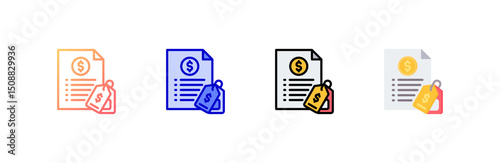 Price List  Icon set multiple style collection
