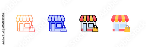 Store  Icon set multiple style collection