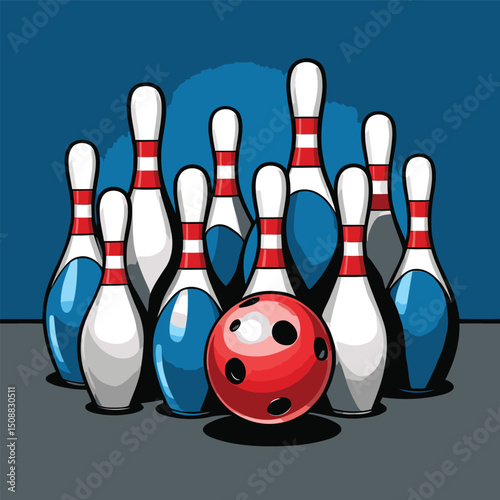 bowling vector art illustration for graphic design