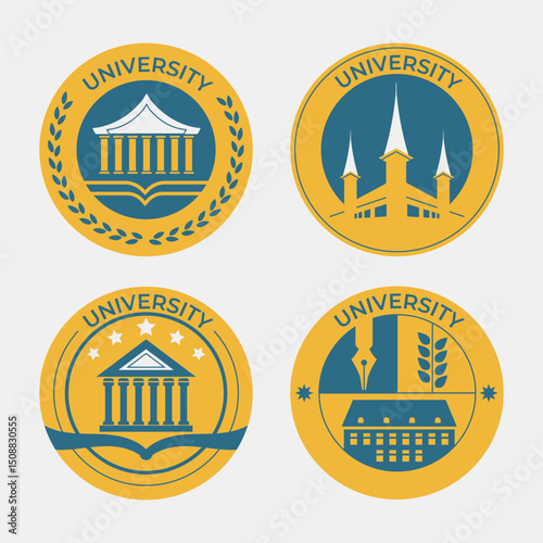 Set of University or Academy Modern Badge Set