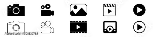Camera icon. Photo and video camera symbol set. Vector.