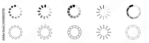 Loading icon set. Load bar collection. Vector illustration.