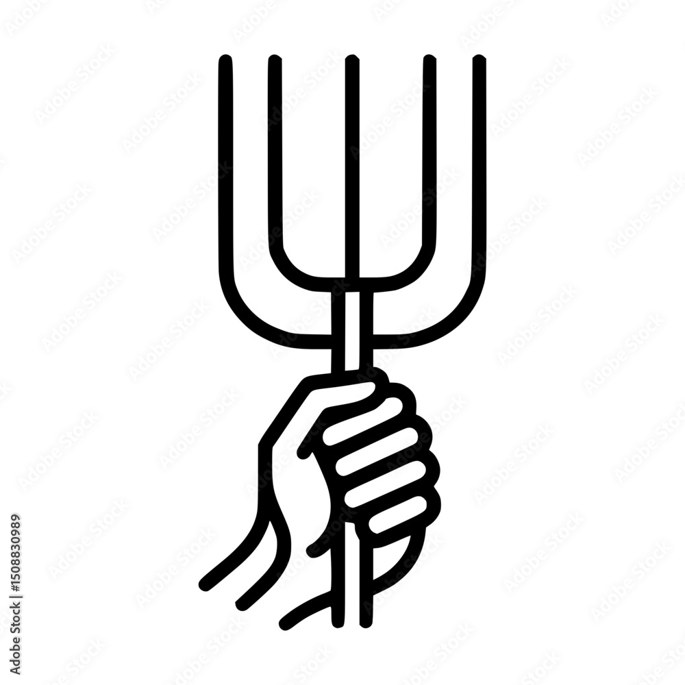 Fototapeta premium Hand holding pitchfork