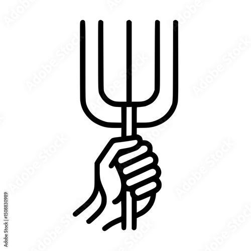 Hand holding pitchfork