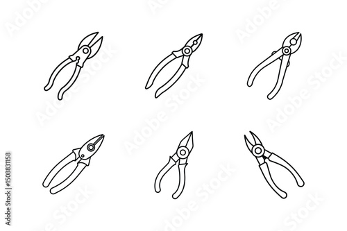 fishing pliers line art vector illustration