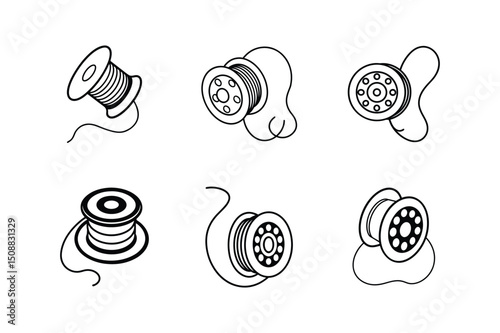 fishing line spool icon line art vector illustration