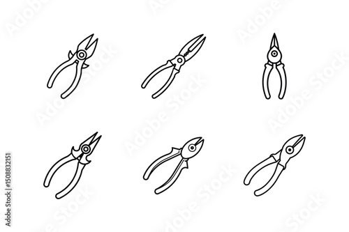 fishing pliers icon line art vector illustration