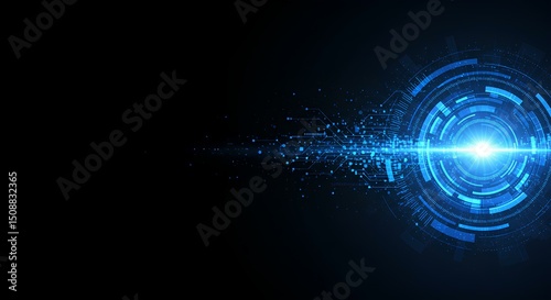 Futuristic data visualization with glowing blue digital connections