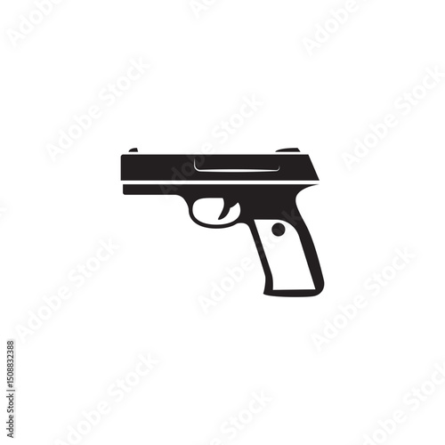 Revolver gun vector illustration, detailed handgun isolated on white background.