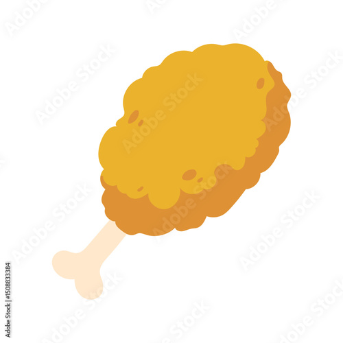 fried chicken thigh flat illustration