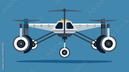 A glimpse at the eVTOLs retractable landing gear designed to reduce wind resistance and improve overall performance.. Vector illustration