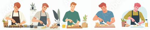 vector character man slicing ginger