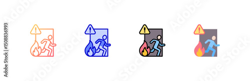 Evacuation Icon set multiple style collection