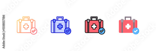 First Aid Kit Icon set multiple style collection