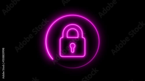 Wallpaper Mural Safety, security, privacy, password icon. bright glowing neon line animation lock icon protection safety security privacy password closed animation sign symbol Torontodigital.ca