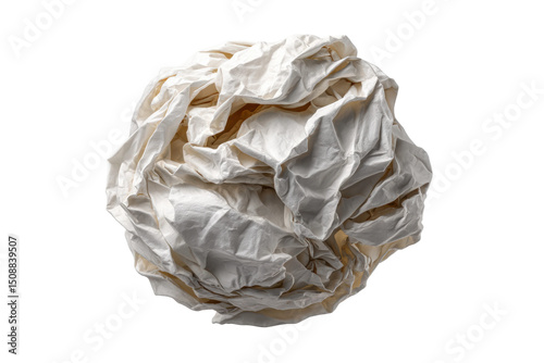 PNG Crumpled white paper ball isolated on black background