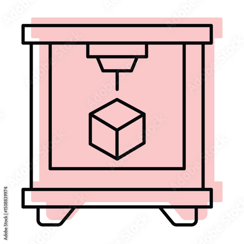 3d Printer color shadow thinline icon , vector, pixel perfect, illustrator file 
