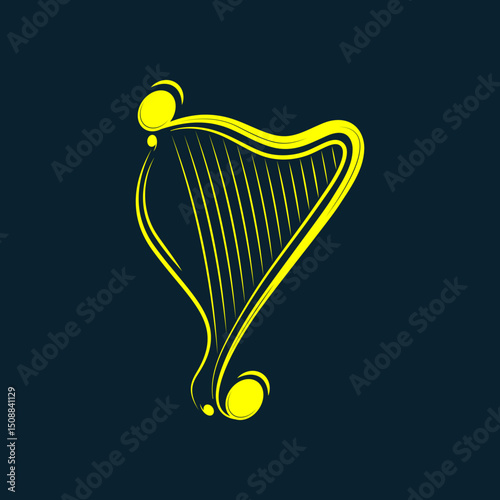 Harp trendy artwork delightful abstract vector illustration colorful practical design