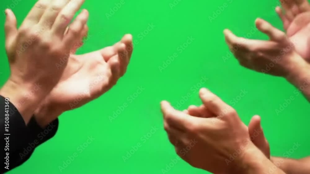 Hands clapping in applause against a vibrant green background, symbolizing success and celebration