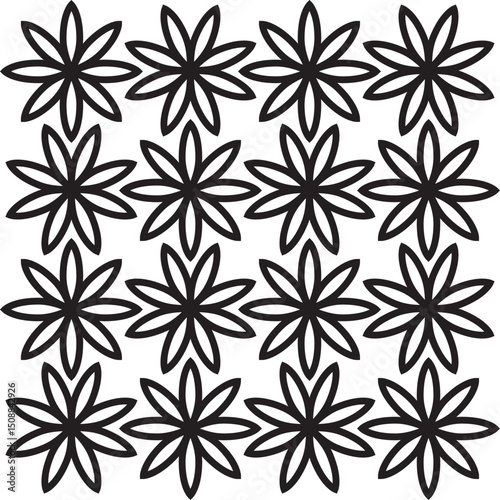 Geometric floral decoration, vector illustration, pattern same image repetition.