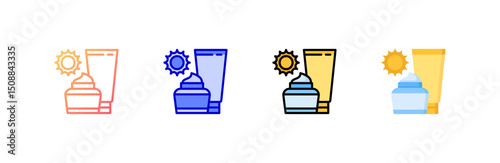Sun Cream Icon set multiple style collection