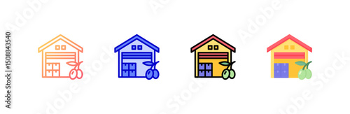 Warehouse Icon set multiple style collection