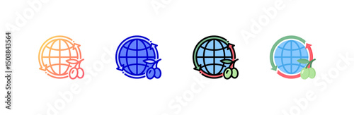 International Trade Icon set multiple style collection
