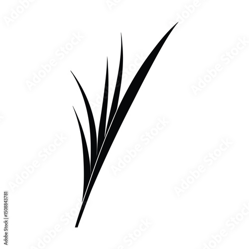 Minimalist Grass Blade Vector Silhouette
