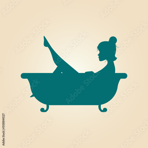 Woman bathtub trendy artwork magnificent abstract vector illustration colorful practical design