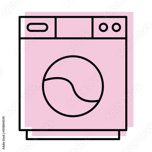 Washing Machine color shadow thinline icon , vector, pixel perfect, illustrator file 
