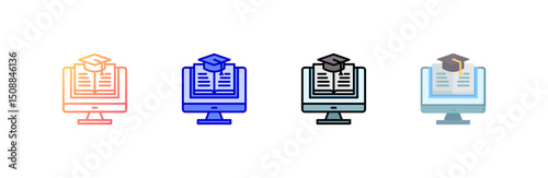 Online Learning Icon set multiple style collection