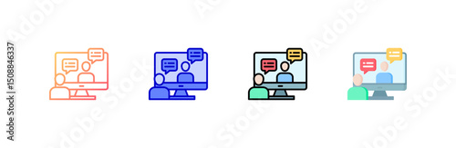 Online Discussion Icon set multiple style collection