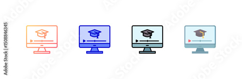 Video Tutorial Icon set multiple style collection