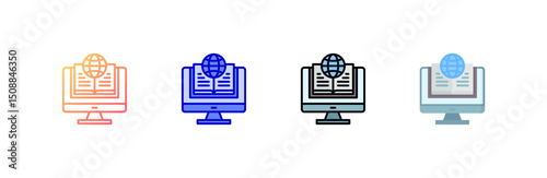 Online Course Icon set multiple style collection
