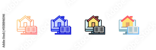 Homeschooling Icon set multiple style collection