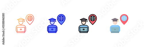 Distance Learning Icon set multiple style collection