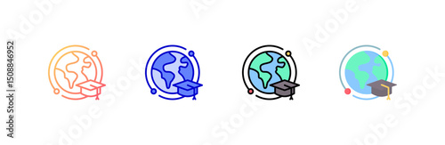 Global Learning Icon set multiple style collection