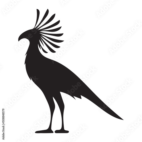Predator on stilts – Secretary bird silhouette – Secretary bird illustration – Minimalist Secretary bird vector – Bird silhouette

