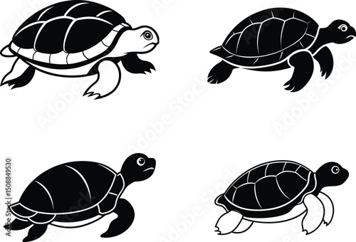 set of turtles silhouettes