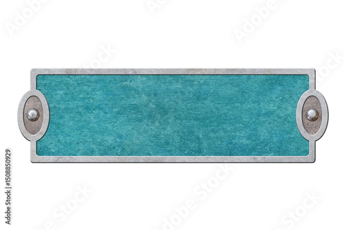 iron frame with blue texrure isolated on white background