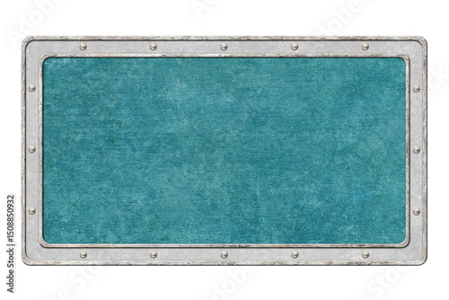 metal signboard with green texture isolated on white